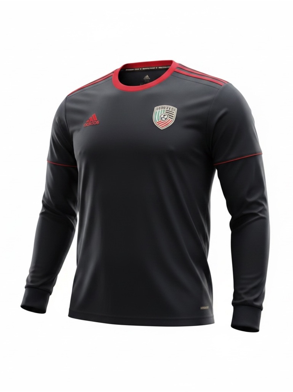 adidas Men’s Long-Sleeve Black Jersey with Red Trim